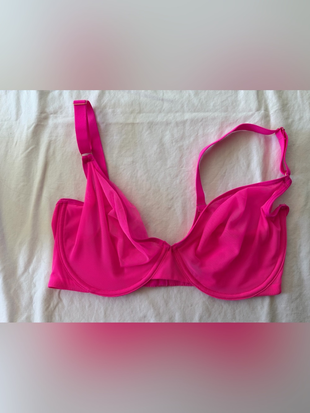 smart & sexy Hot Pink Unlined Mesh Underwire Bra